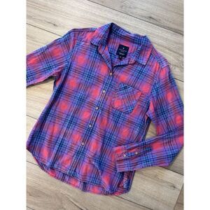 American Eagle Women’s Size Small Boyfriend Shirt Multicolor‎ Long Sleeve S Y2K